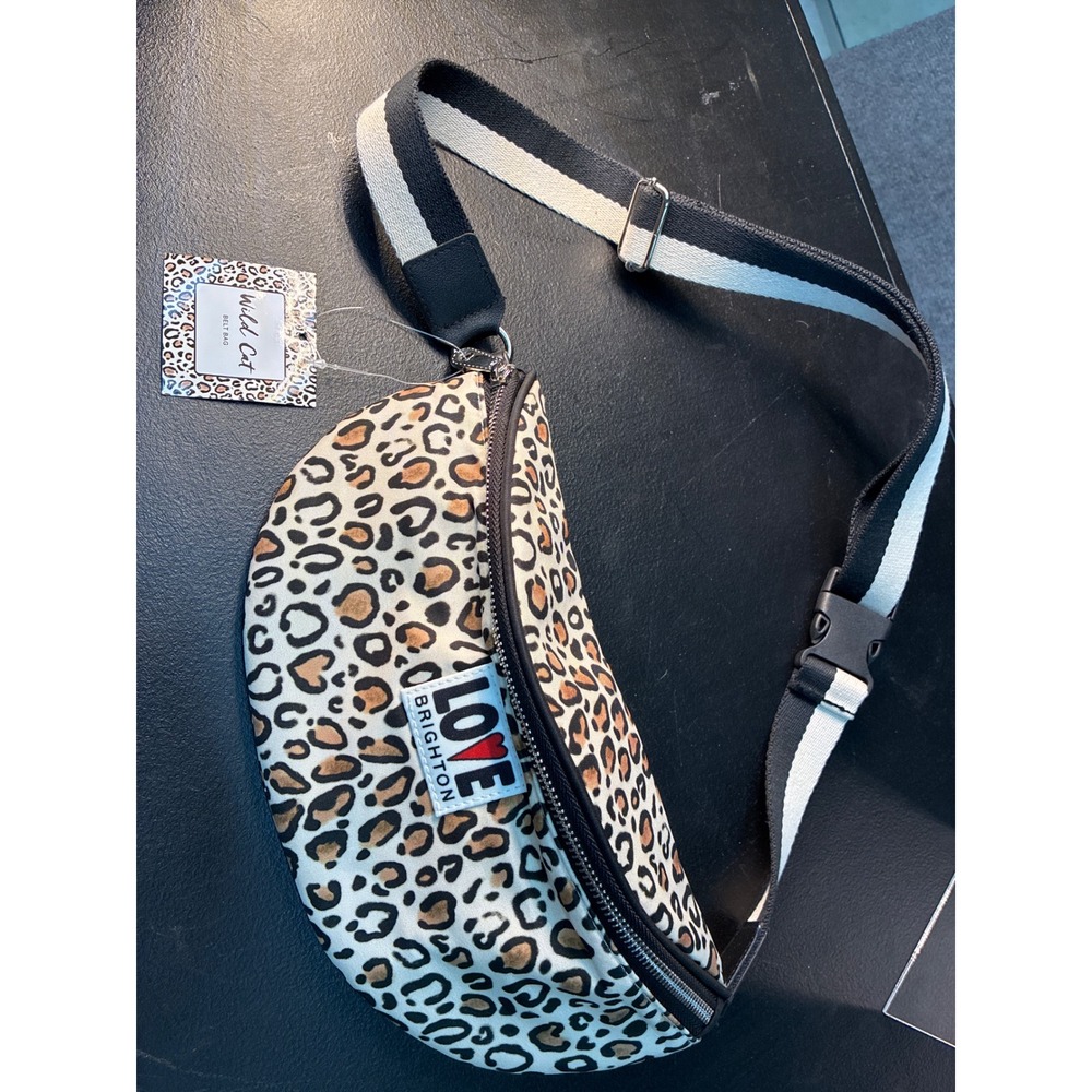 Brighton Wild Cat Belt Bag Leopard Print Canvas Waist Pack Crossbody NEW